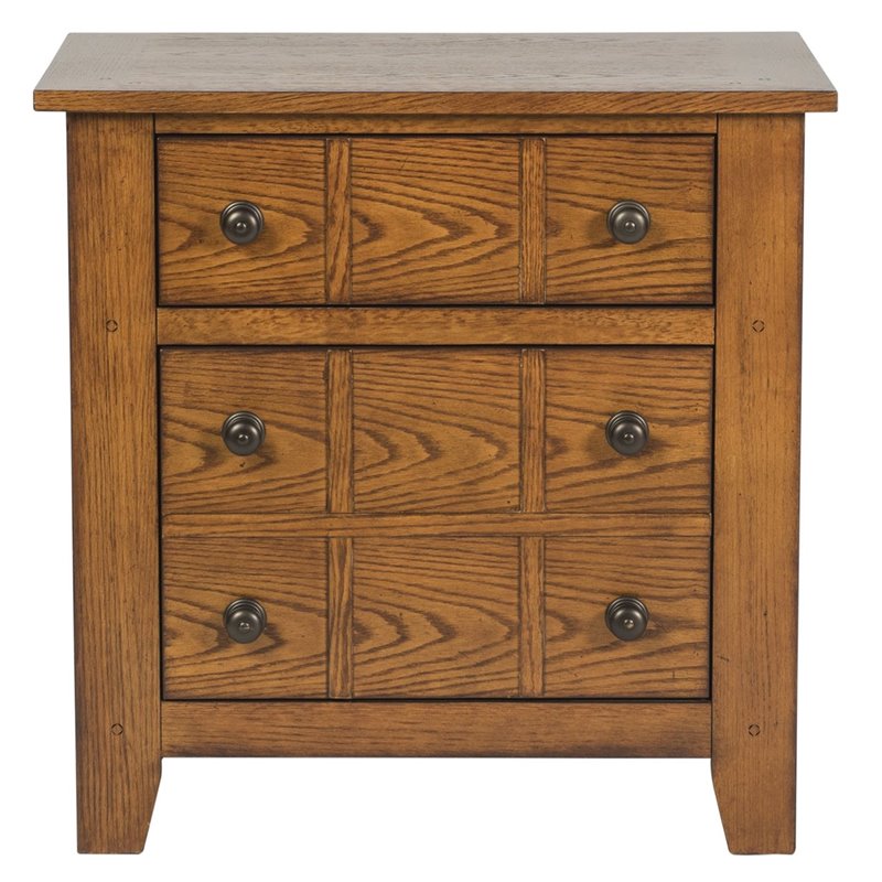 Bowery Hill 2 Drawer Cabin Nightstand in Oak Finish Cymax Business