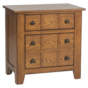 Bowery Hill 2 Drawer Cabin Nightstand in Oak Finish