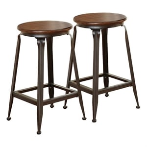 Bowery Hill 24&quotContemporary Metal Counter Stool in Birch Brown