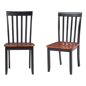 Bowery Hill Farmhouse 18&quot Wood Dining Chair in Black/Cherry (Set of 2)