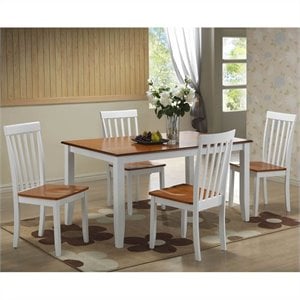 Bowery Hill 5-Piece Farmhouse Wood Dining Set in Cream/Honey Oak