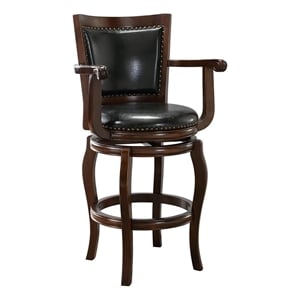 Bowery Hill 31&quot Transitional Wood Swivel Bar Stool in Cappuccino/Black