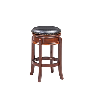 Bowery Hill 30&quot Contemporary Wood Swivel Bar Stool in Cherry/Black