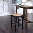 Bowery Hill Solid Hardwood Black Counter Stool Square Backless Hand-Woven Rush Seat 24.5
