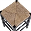 Bowery Hill Solid Hardwood Black Counter Stool Square Backless Hand-Woven Rush Seat 24.5