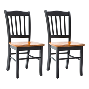 Bowery Hill 18&quot Rubberwood Dining Chair in Black/Oak (Set of 2)