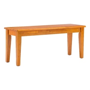 Bowery Hill 18&quot Farmhouse Solid Rubberwood Dining Bench in Oak