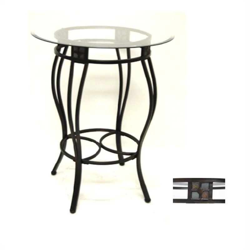 Bowery Hill Round Contemporary Metal Pub Table in Metallic Bronze