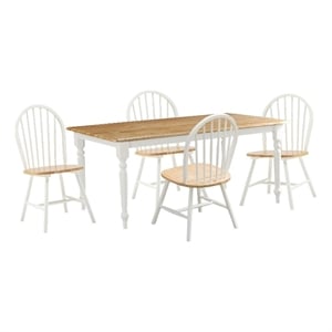 Bowery Hill Farmhouse 5 Piece in White and Natural