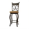 Bowery Hill Transitional Metal/Linen Swivel Bar Stool in Bronze/Beige