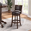 Bowery Hill Rubberwood Faux Leather Cappuccino Bar Stool Round Swivel 30