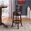Bowery Hill Rubberwood Faux Leather Cappuccino Bar Stool Round Swivel 30
