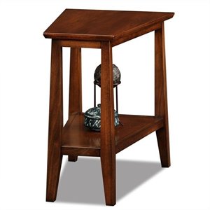 bowery hill triangle solid wood end table in sienna finish