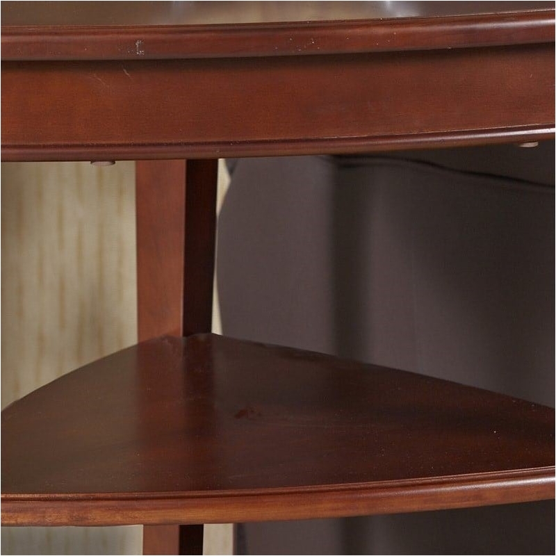 Bowery Hill Solid Wood Shield Tier Corner Table in Glazed Auburn Finish