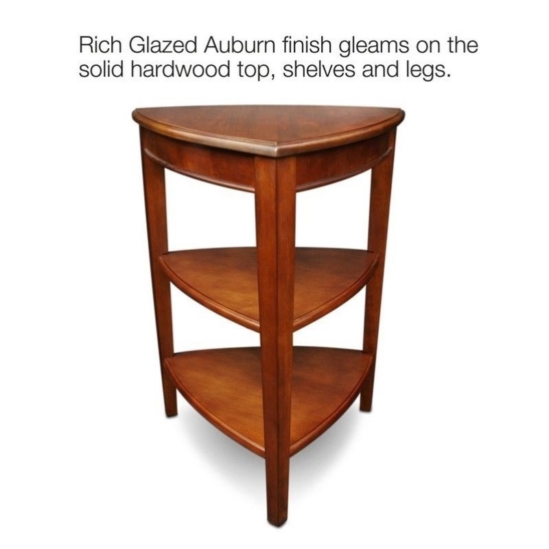 Bowery Hill Solid Wood Shield Tier Corner Table in Glazed Auburn Finish