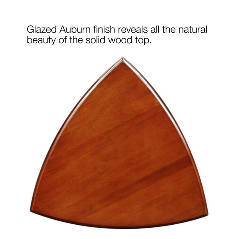 Bowery Hill Solid Wood Shield Tier Corner Table in Glazed Auburn Finish