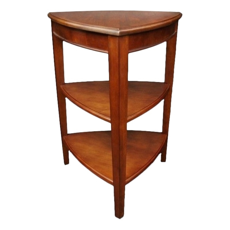 Bowery Hill Solid Wood Shield Tier Corner Table in Glazed Auburn Finish