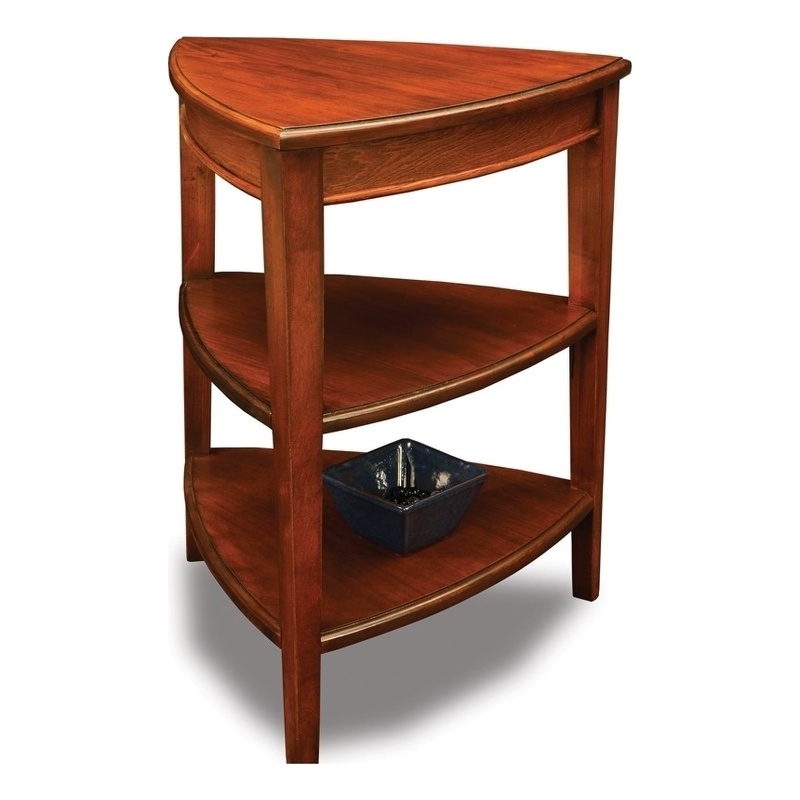 Bowery Hill Solid Wood Shield Tier Corner Table in Glazed Auburn Finish