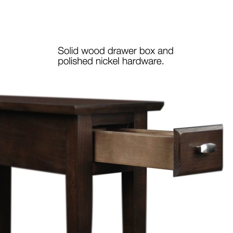 Bowery Hill Chairside-Recliner Wood End Table in a Chocolate Oak Finish