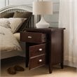 Bowery Hill Solid Hardwood Chocolate Cherry Nightstand Rectangular Flush Mounted USB Outlets 28