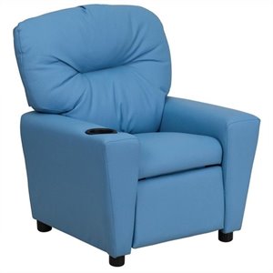 bowery hill kids recliner in light blue with cup holder