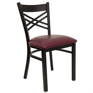 Bowery Hill Black Back Metal Dining Chair in Burgundy