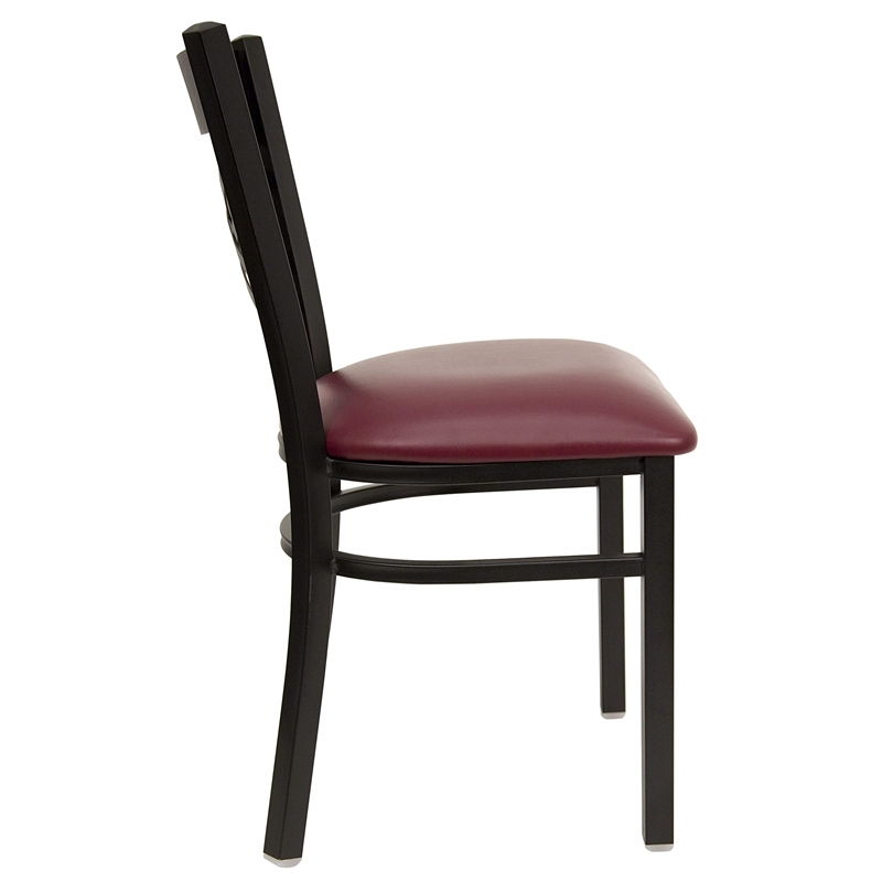 Bowery Hill Black Back Metal Dining Chair in Burgundy