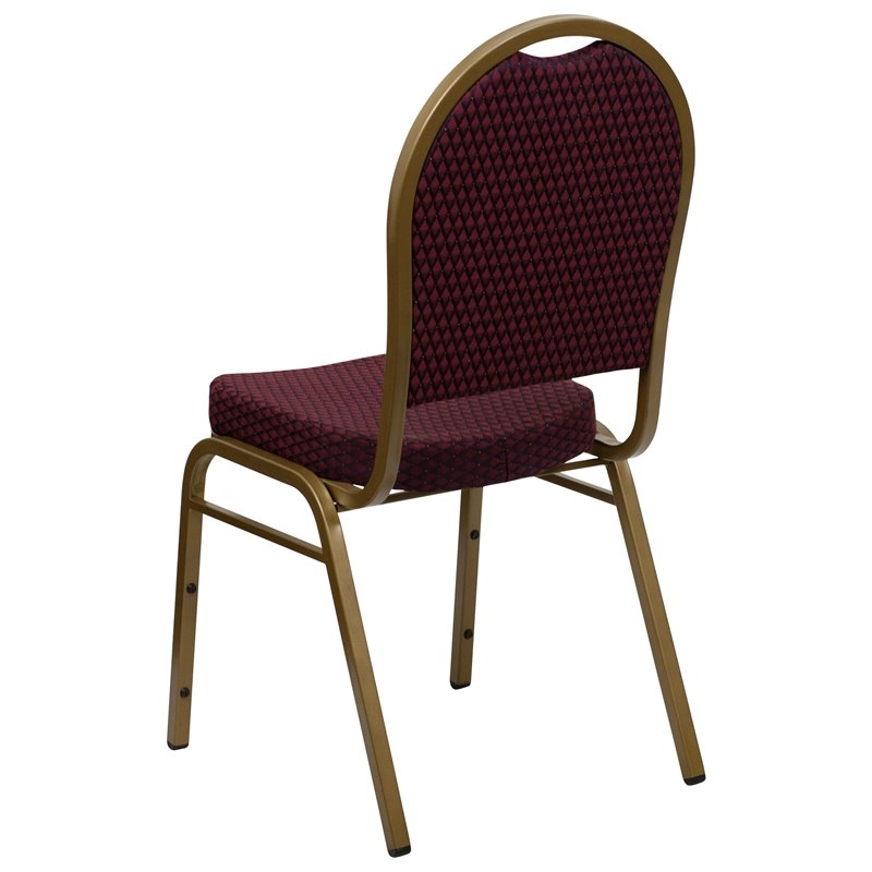 Bowery Hill Fabric Upholstered Dome Back Banquet Stacking Chair in Burgundy Red