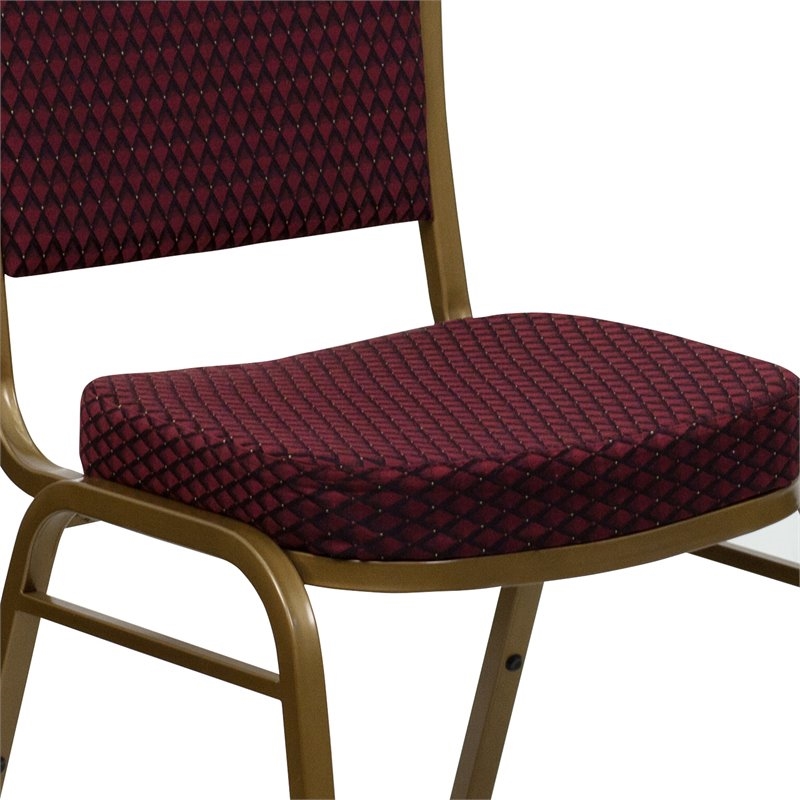 Bowery Hill Fabric Upholstered Dome Back Banquet Stacking Chair in Burgundy Red