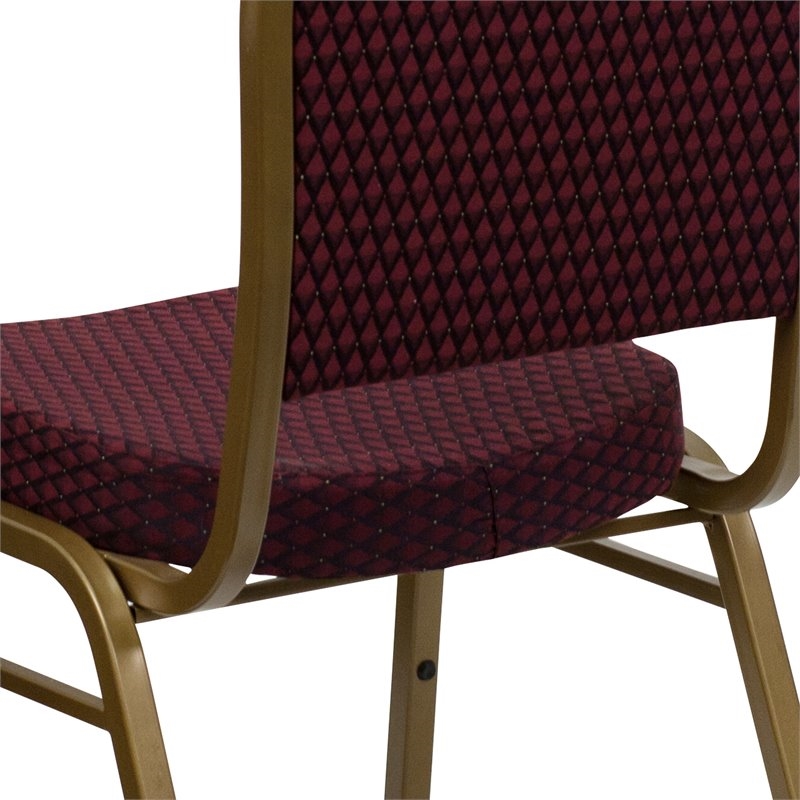 Bowery Hill Fabric Upholstered Dome Back Banquet Stacking Chair in Burgundy Red