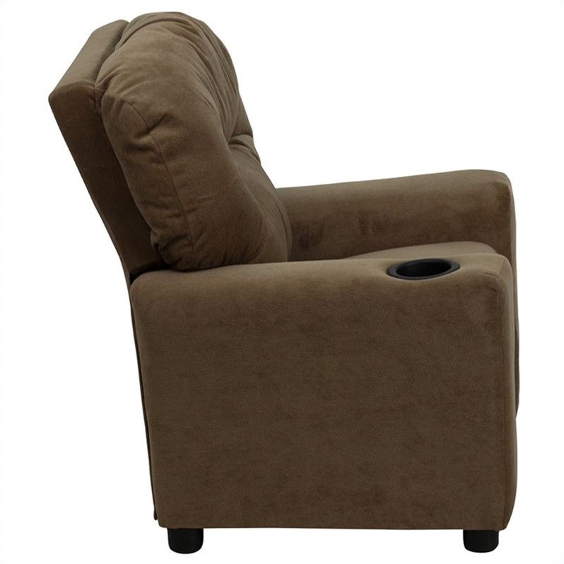 Bowery Hill Kids Recliner in Brown with Cup Holder