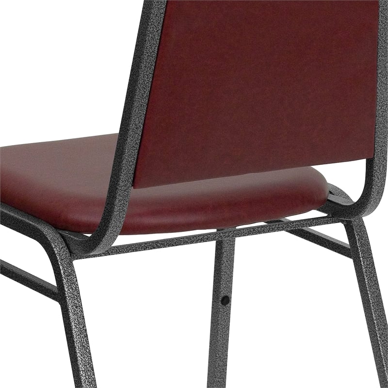 Bowery Hill Banquet Stacking Chair in Burgundy and Silver