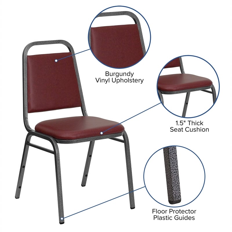 Bowery Hill Banquet Stacking Chair in Burgundy and Silver