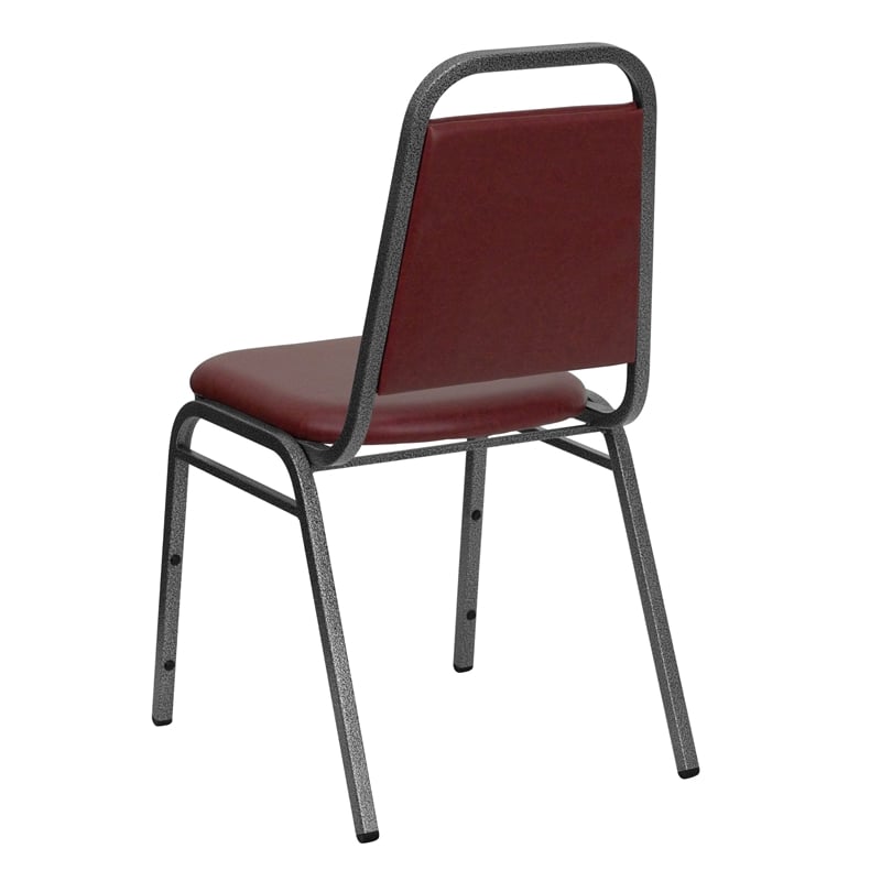 Bowery Hill Banquet Stacking Chair in Burgundy and Silver