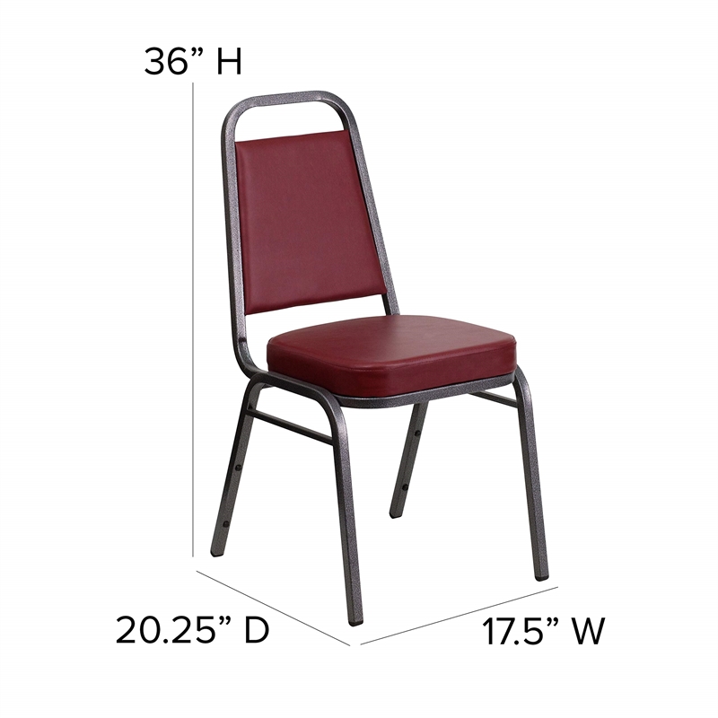 Bowery Hill Banquet Stacking Chair in Silver and Burgundy