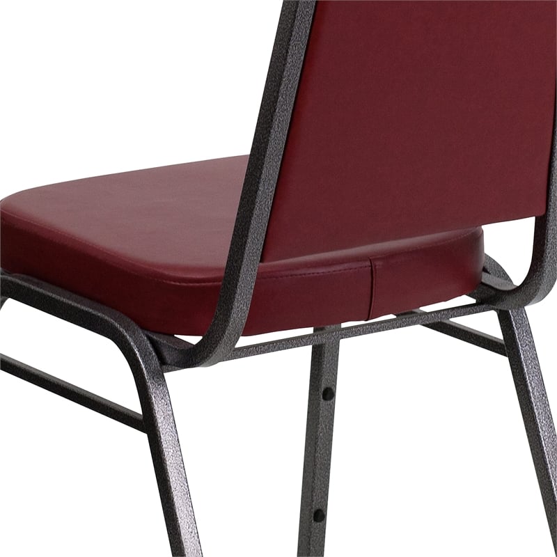 Bowery Hill Banquet Stacking Chair in Silver and Burgundy