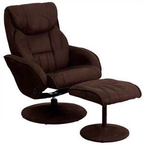bowery hill recliner and ottoman in dark brown