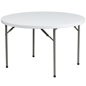 Bowery Hill 48 Inch Round Granite Folding Table in White