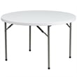 Bowery Hill 48 Inch Round Granite Folding Table in White