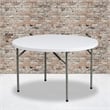 Bowery Hill 48 Inch Round Granite Folding Table in White