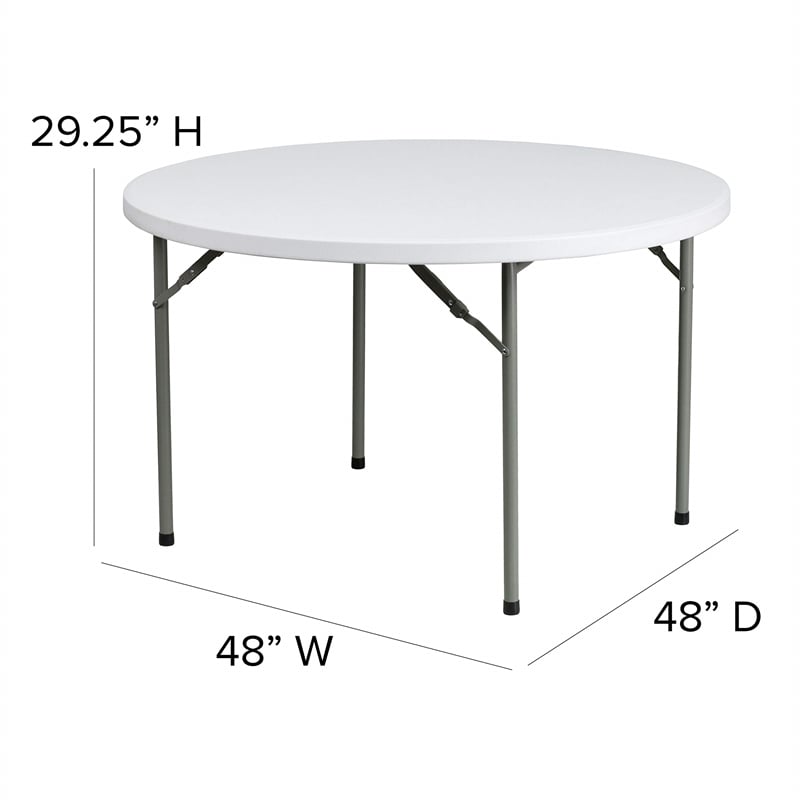 Bowery Hill 48 Inch Round Granite Folding Table in White