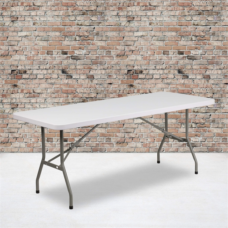 Bowery Hill Granite White Folding Table in White