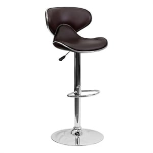 Bowery Hill 24&quot Contemporary Metal Mid Back Adjustable Bar Stool in Brown