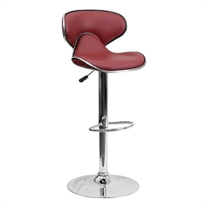 Bowery Hill 24&quot Contemporary Metal Mid Back Adjustable Bar Stool in Burgundy Red