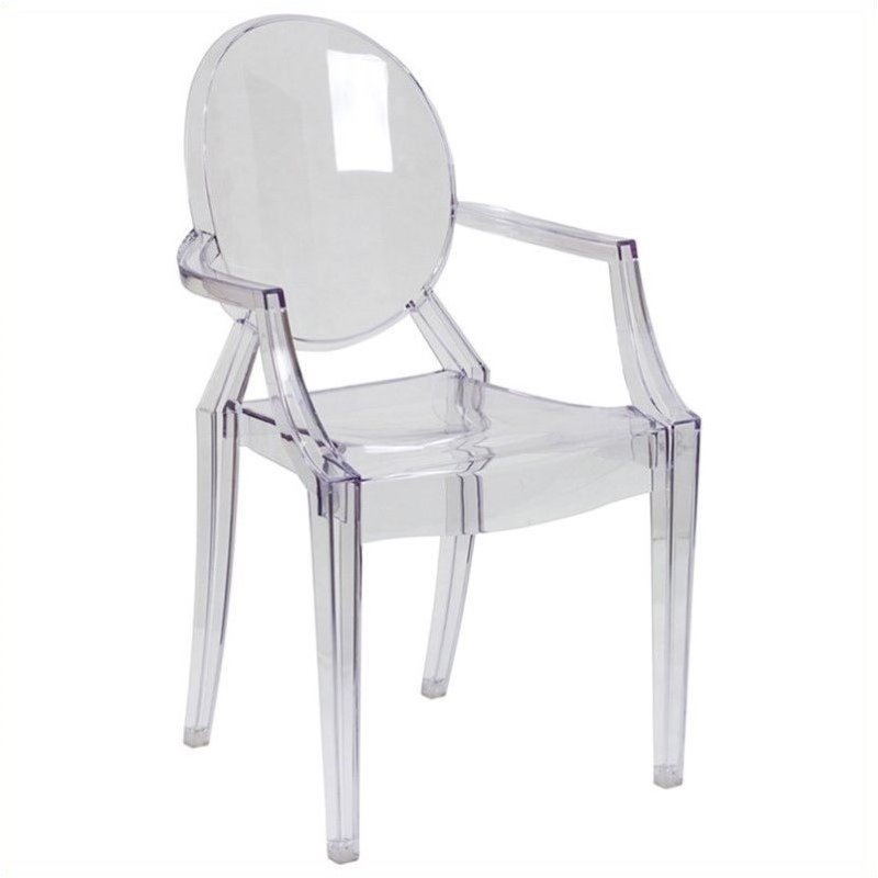 Bowery Hill Ghost Dining Chair with Arms in Transparent Crystal