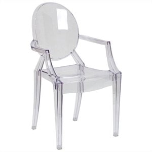 Bowery Hill Ghost Dining Chair with Arms in Transparent Crystal