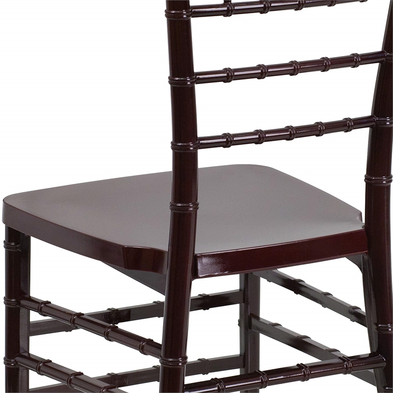Bowery Hill Resin Stacking Chiavari Dining Chair in Mahogany