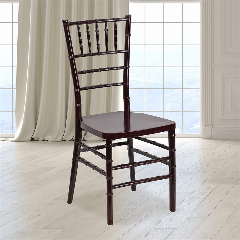 Bowery Hill Resin Stacking Chiavari Dining Chair in Mahogany