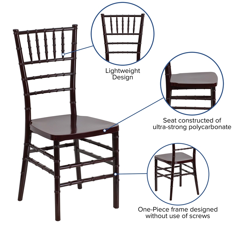 Bowery Hill Resin Stacking Chiavari Dining Chair in Mahogany