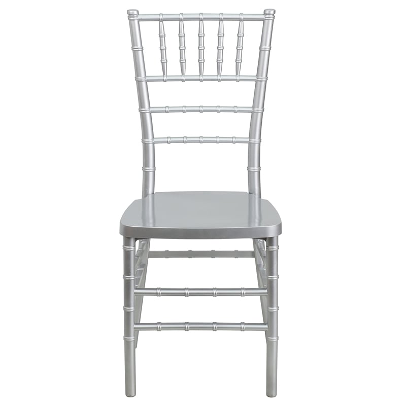 Bowery Hill Resin Stacking Chiavari Dining Chair in Silver